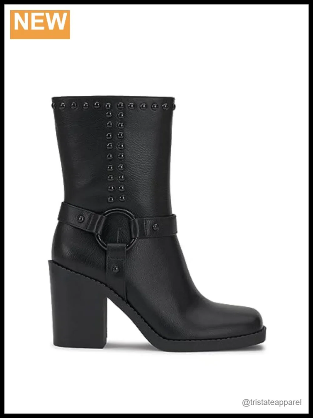 Faux Leather Pull-On Mid-Calf Fashion Boots Block Heel Round Toe
